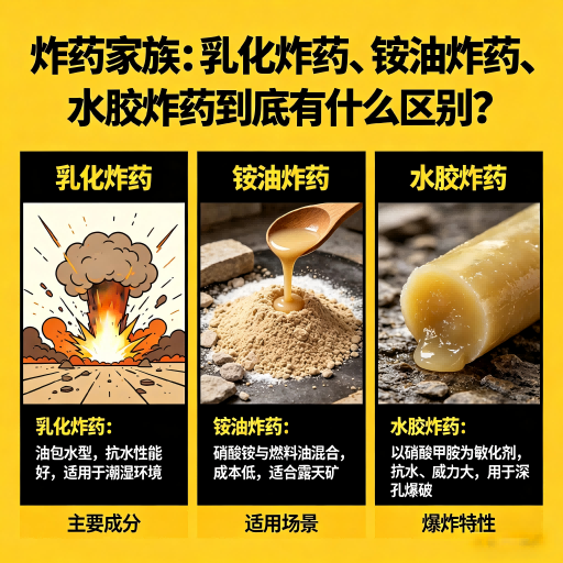 桃山炸药家族：乳化炸药、铵油炸药、水胶炸药到底有什么区别？